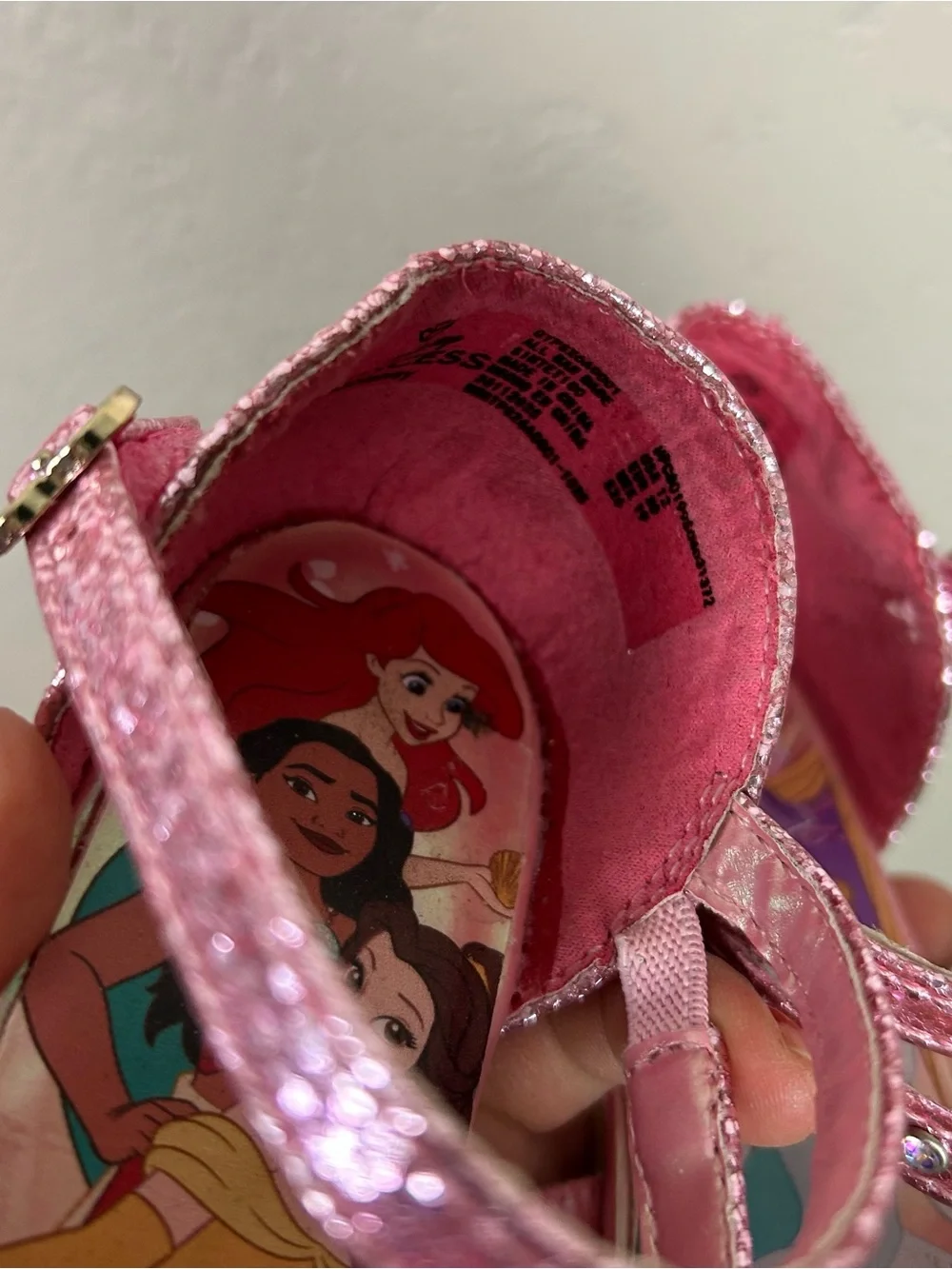 Disney Princess Pink Glitter Girls' Dress Shoes with Bow and Jewel